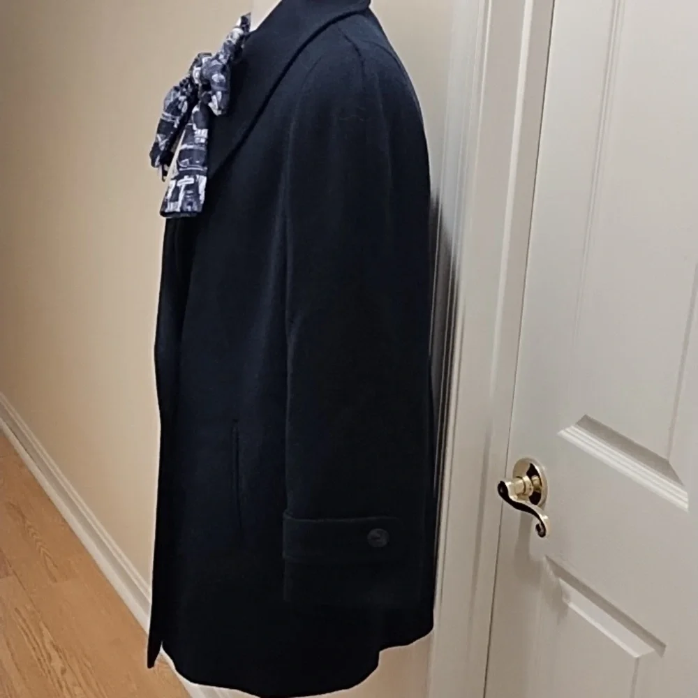 Alorna Dark Blue Wool Coat With Scarf - Picture 5 of 12